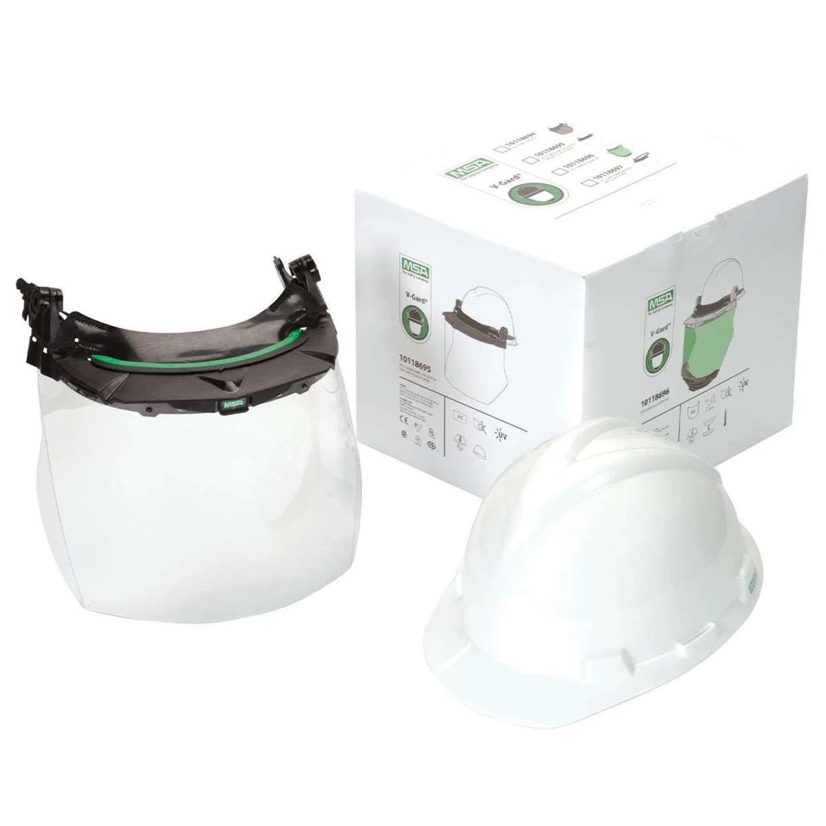 MSA V-Gard Accessory System Kit With V-Gard Cap, White, For Slotted Caps W/Clear PC Visor - 10118695