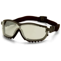 Pyramex V2G Foam Padded Sealed Safety Glasses - Indoor/Outdoor Mirror Anti-Fog Lens - Black Strap